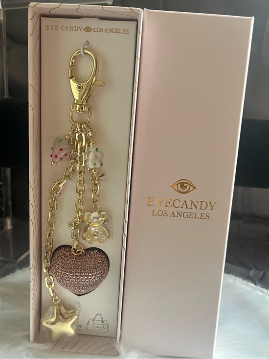Eyecandy Accessories - NWOT EyeCandy Los Angeles Pink Heart & Charm Keychain with Gold Hardware